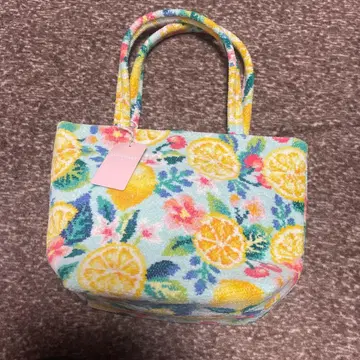 레몬 패턴 소형 토트백