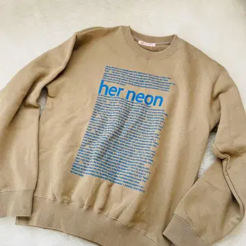 HER NEON 하네온 맨투맨 트레이닝복 베이지 남성용 M~L 상당