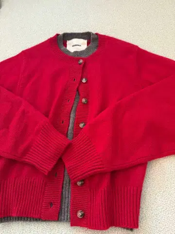 shishikui 니트 레드 니트 가디건