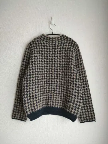 새상품급 팔라스 팰리스 모크넥 니트 하운드투스 체크 패턴 울 알파카