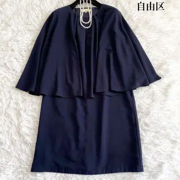 자유구 3way 케이프 원피스 드레스 40 사이즈 네이비 포멀