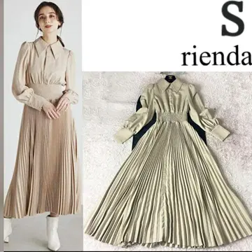 20 리에다 2WAY 레이스 칼라 SET 플리츠 플레어 원피스 베이지 S