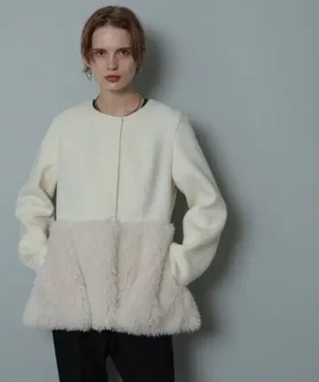 CADUNE 울 푸들 페플럼 코트