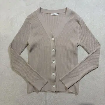 Plage 레이온 혼방 리브 니트 가디건 니트 가디건 V넥