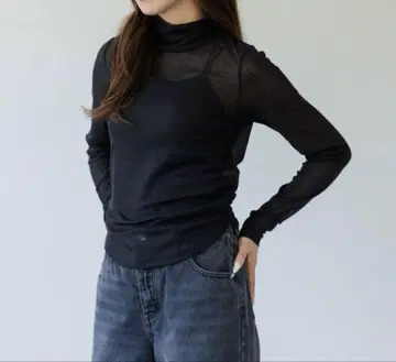 SENEE 백 컷 쉬어 탑 블랙