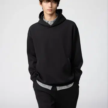 UNIQLO:C 맨투맨 오버사이즈 풀 후드티 BLACK S