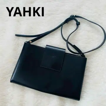 YAHKI 숄더백 슬림 블랙 가죽 천연 가죽 심플