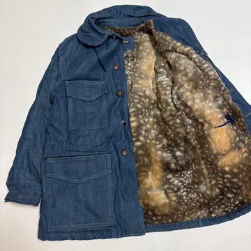 BLUE BLUE 블루블루 데님 보아 안감 퍼 코트 레오파드