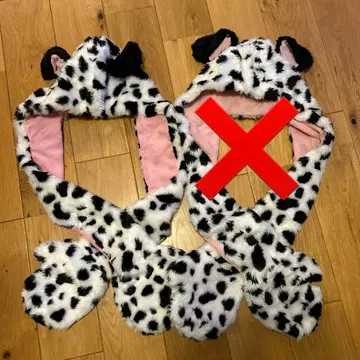 디즈니 달마시안 패턴 후드 부착 캡 1개