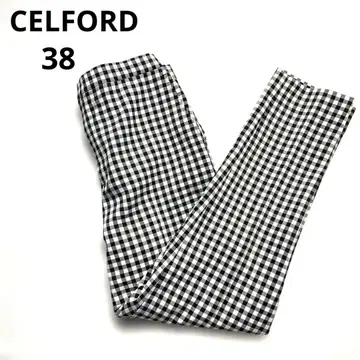 CELFORD 깅엄 체크 캐주얼 팬츠 블랙 x 화이트 38