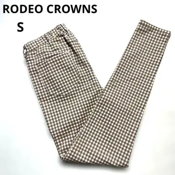 택 포함 새상품 RODEO CROWNS 체크 무늬 스키니 팬츠 브라운 S