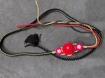 꽃 장식 허리띠 블랙, 레드, 골드
