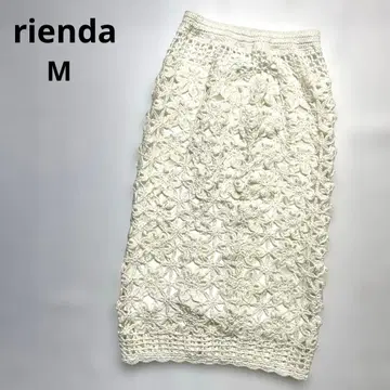 rienda 아이보리 꽃무늬 크로셰 레이스 타이트 스커트 레이스 M