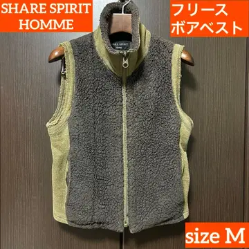 SHARE SPIRIT HOMME 플리스 보아 베스트 사이즈 M 카키