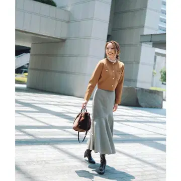 새상품 NATURAL BEAUTY BASIC 아지메 체크 머메이드 스커트