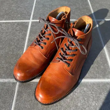 [ PADRONE ] 파드로네 브라운 가죽 레이스업 부츠 사이드 지퍼