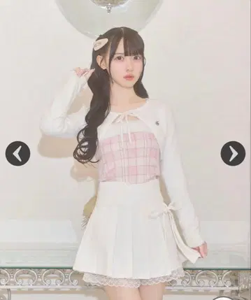 미셸 마카롱 샤기 체크 볼레로 퍼 상의 핑크