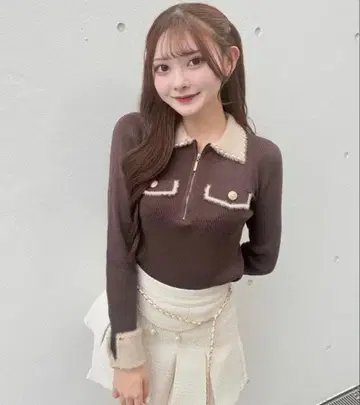 NOMAE 체인 칼라 ZIP 니트