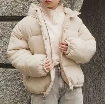 tiptop 페이크 다운 후드 블루종