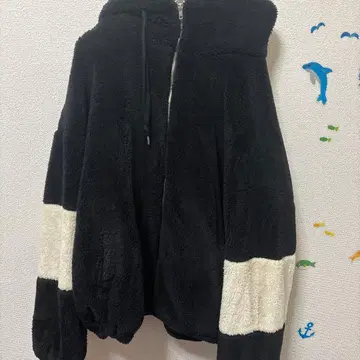 플리스 자켓 후드 부착 블랙 L 복슬복슬 아우터