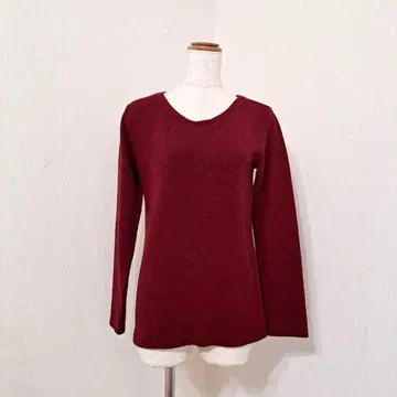 Zampa 오가닉 보르도 V넥 니트 (M) 심플 긴팔 상의