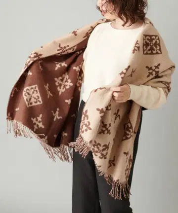 데일리 러셋 대형 스톨 리버서블 브라운 모노그램