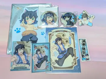 귀멸의 칼날 하시비라 이노스케 굿즈 묶음 판매 캔뱃지 엽서 외