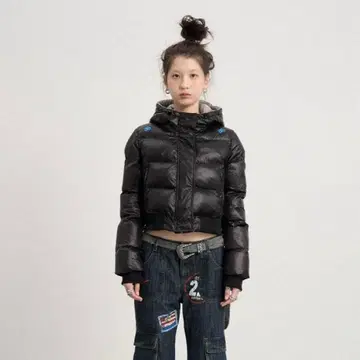 다운 자켓 블랙 S 짧은 기장 Achihara