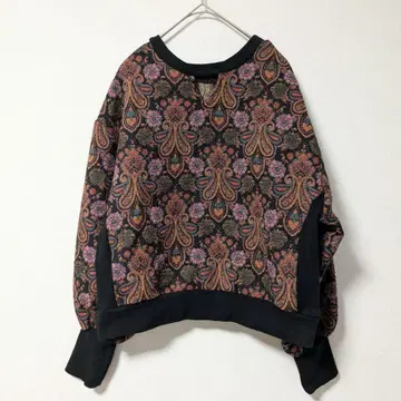 HARE 2WAY 자카드 풀오버 블랙 x 핑크 고블랑 숏 기장