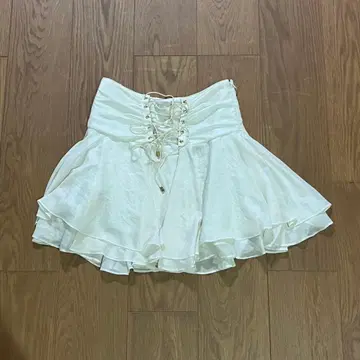 VIVAYOU 화이트 레이스업 미니 스커트 y2k