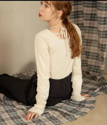 hinari 멜란지 디자인 상의 아이보리