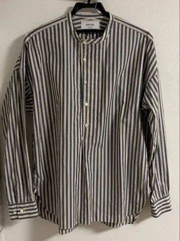 UNITUS 스트라이프 밴드 카라 셔츠