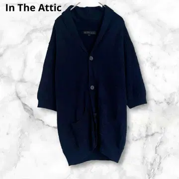 인디아틱 7부 소매 가디건 네이비 L 코튼 혼방 겉옷 무지