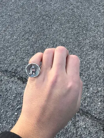 플레이 핸드 실버 반지
