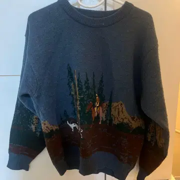 POINT WARK 풍경 패턴 니트 스웨터