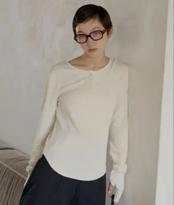 GIUNON 롱 슬리브 리브 상의 [ 새상품 ]