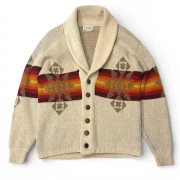 70s 펜들턴 숄카라 니트 가디건 네이티브 무늬 L