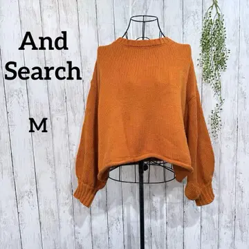 안드서치 니트 스웨터 M 볼륨 소매 빅 루즈 오렌지