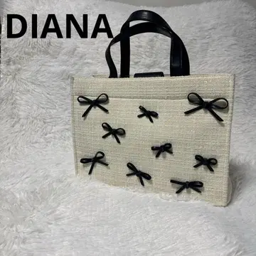 [ 컨디션 최상 ] DIANA 리본 토트백 트위드 아이보리/블랙