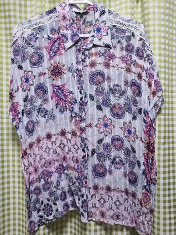 데시구알 꽃무늬 반팔 셔츠 L 사이즈