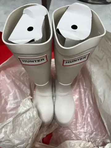 [ 미사용 새상품 ] HUNTER 화이트 장화 레인부츠