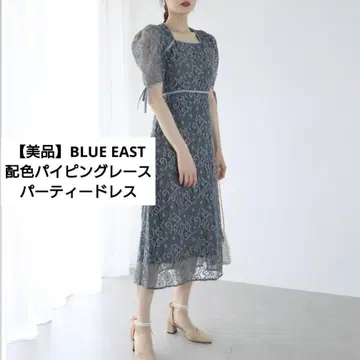 [ 새상품급 ] 배색 파이핑 레이스 파티 드레스 M