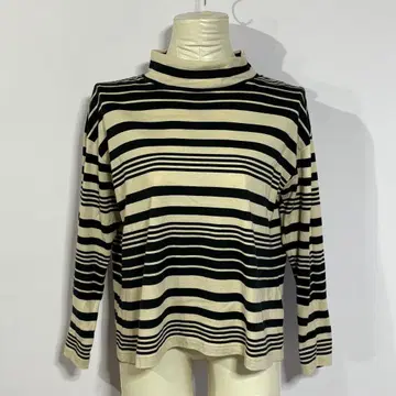 잔니로 주디 보더 무늬 티셔츠 [ XL 상당 ] 베이지 x 블랙 일본제