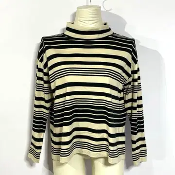 잔니로 주디 보더 무늬 티셔츠 [ XL 상당 ] 베이지 x 블랙 일본제