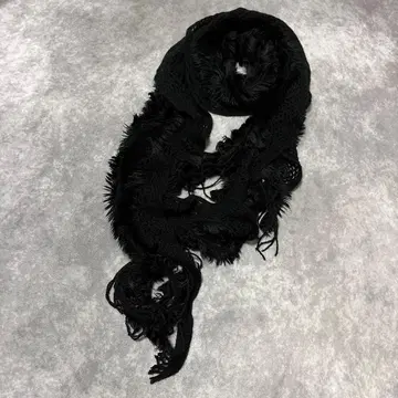 y2k 00s 다크코어 보로감 퍼 달린 스톨 세로