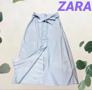 ZARA 리본 포함 라이트 블루 플레어 스커트