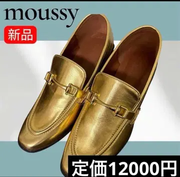 MOUSSY 로퍼 골드 메탈릭 마우지 통굽 가죽 신발 여성 신발