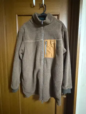 GO HEMP 플리스 자켓 브라운 그린 체크 하이넥