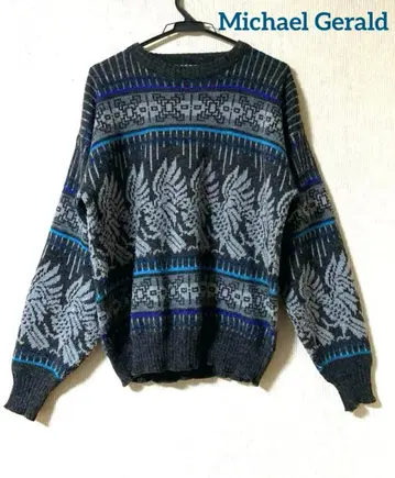 Michael Gerald 구제 의류 올 패턴 니트 스웨터 M