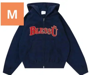 블레스유 bless u 지퍼 후드티 네이비 M 사이즈